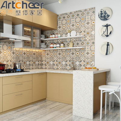 kopen High End Mobile Design U Shape Keukenkas met Marmeren Steen Top en Gloss Finish online vervaardiging