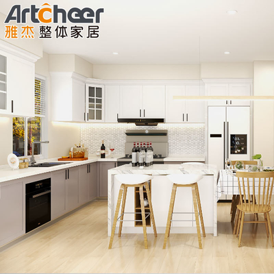 kopen E0-kwaliteit Materiaal Custom Houten Kasten voor Complete Modern Fitted Keuken Ontwerp Eenheden online vervaardiging