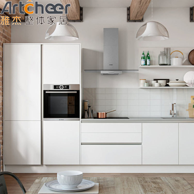 kopen Verf of afwerking Moderne keukenkasten op maat Scandinavisch ontwerp PVC membraan deurpaneel online vervaardiging
