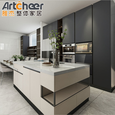 kopen Australia Standard HPL/HPDL Keukenkasten Moderne eiland Modulair Zwart Melamien Ontwerp online vervaardiging