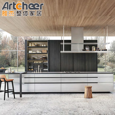 kopen Moderne keukenkasten Set Kleine grootte en geheel ontwerp met midden eiland tafel online vervaardiging