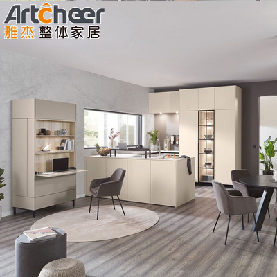 kopen Modulaire houten keukenkasten met antieke stijl en luxe marmeren bovenkant online vervaardiging