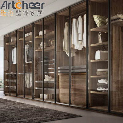 kopen Slaapkamer Design Loop In Kledingkast Kledingkast Met Moderne Ontwerp En Aluminium Frame Glas Deur online vervaardiging