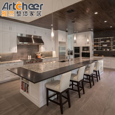 White Shaker Solid Wood Slim Style Modulaire Keukenkasten Amerikaanse markt Eet eiland