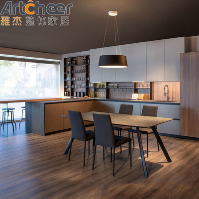 Modern Style Island u keukenkasten E0 Graad Hout veneer en High Gloss gelakt deurpanelen
