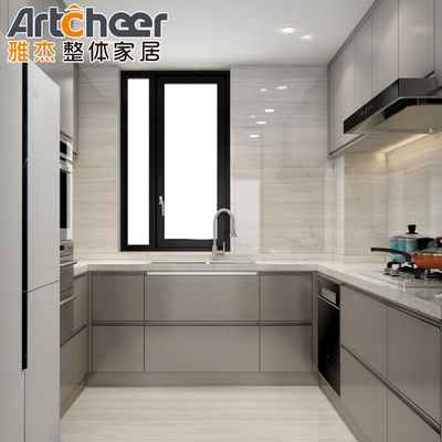 Moderne stijlvolle grijs-witte keukenkast met Matt Finish en Wall Hang Design