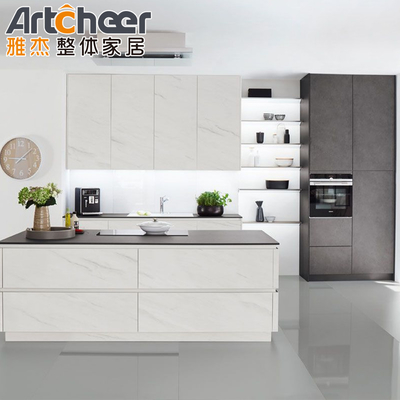 Aftrekbare bamboe design witte keukenkasten met PVC membraanbehandeling