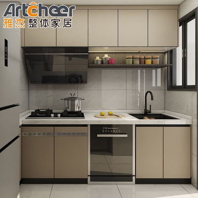Volledige pvc keukenkas met modern zwart eiland design gemaakt door KingV