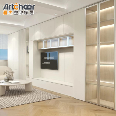 TV-kast met open haard en verborgen TV-liftkast in aangepaste kleur